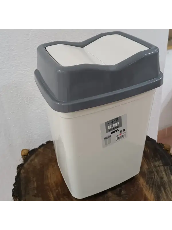 Violet Kelebek Çöp Kovası 5 Lt Beyaz