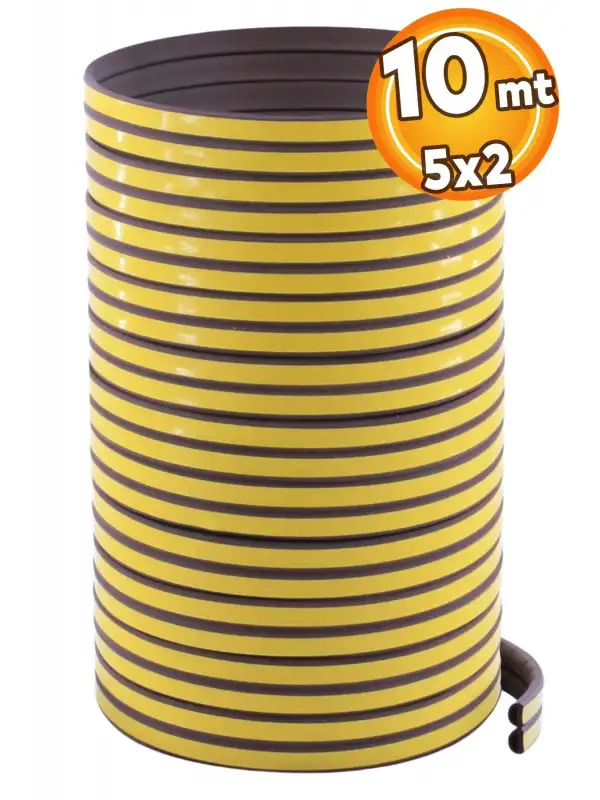 Yapışkanlı 5x2=10 Metre (KAHVERENGİ) Kapı Pencere Bandı Fitili Soğuk Izolasyon Kauçuk Bantları