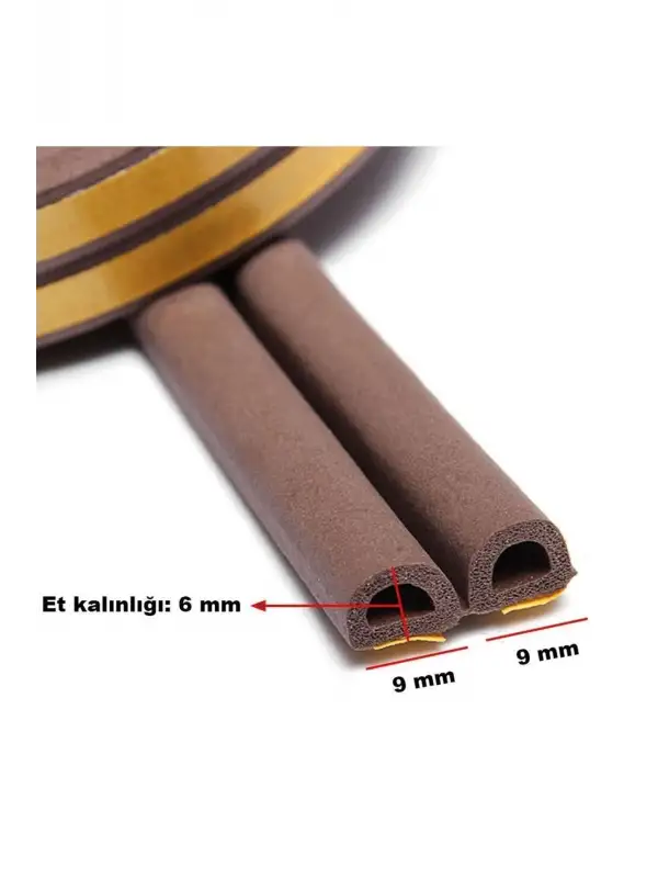 Yapışkanlı 5x2=10 Metre (KAHVERENGİ) Kapı Pencere Bandı Fitili Soğuk Izolasyon Kauçuk Bantları