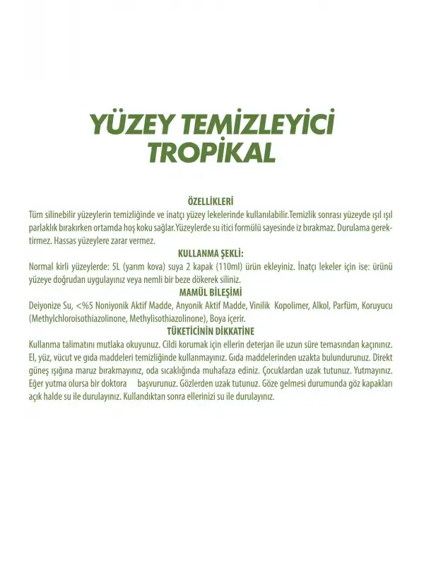 Yüzey Temizleyici Tropikal 2000 ml