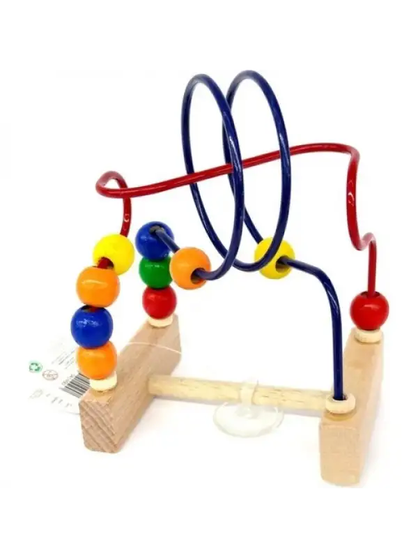 Ahşap Mini Eğitici Ve Zeka Koordinasyon Boncuklu Mama Sandalyesi Oyuncağı 12 Cm