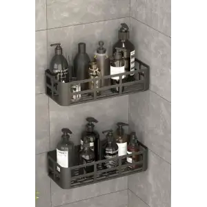 Çlk Tiny Banyo Duş Rafı 2 Li Yapışkanlı Siyah 20392