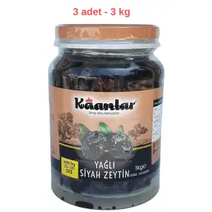 Doğal Salamura Yağlı Siyah Zeytin 1000 Gr * 3 adet
