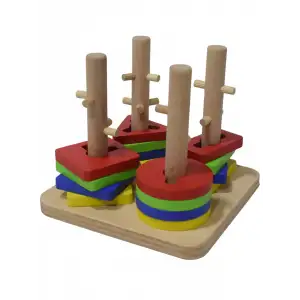 Eğitici Ahşap Şekilli Montessori Kare geçmeli Bul tak (21 parça) Oyunu Kokusuz, Sağlıklı, Boyası Çık