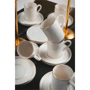 Farika Miray 12 Prç Altın Yaldızlı Kahve Fincan Takımı