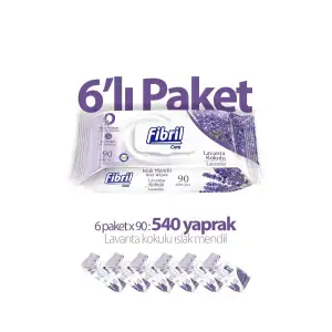 Fibril Lavanta Kokulu Islak Mendil 6x90 Lı Paket 540 Yaprak