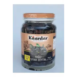Kaanlar Doğal Salamura Yağlı Siyah Zeytin Premium 1000 Gr ( 351-380 2xs) 6 Kg