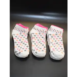 Kadın 12li Pamuklu Patik Çorap Beyaz Noktalı