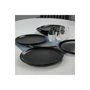 Mat Siyah Hitit Servis Tabağı 20 Cm 6 Adet
