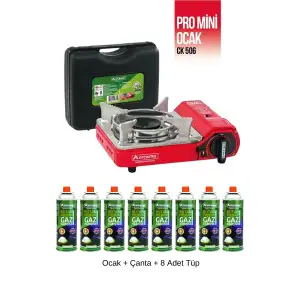 Mini Portatif Kamp Ocağı - Çantalı - Gaz Stop Emniyetli - 8 Adet 227 gr Kartuş