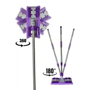 Mor Mandallı / Kıskaçlı Istediğin Bezi Tak Yer Duvar Cam Silme Mopu