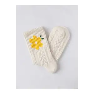 Sarı çiçekli Kadın Çorabı