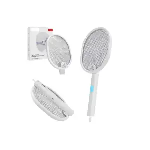 Şarjlı Uv Işıklı Masaüstü Katlanabilir Askılı Raket 1200 Mah 3000v Sinek Patlatma Raketi