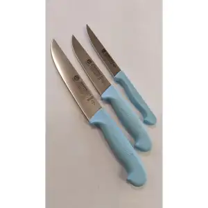 Sürdövbısa 3lü Ahşap Standlı Mutfak Seti Plastik Sap Açıkmavi