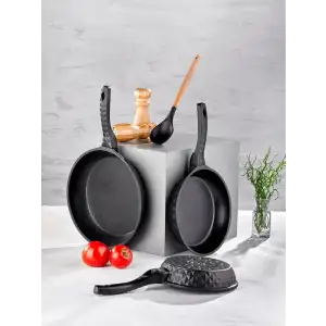 Bella Döküm 3lü Tava Seti Siyah 20 Cm / 24 Cm / 28 Cm