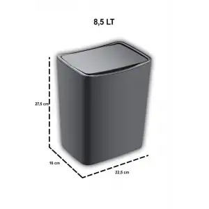 Touch Çöp Kovası 8,5 Litre Bas Aç Kapak TRN-183 Gri