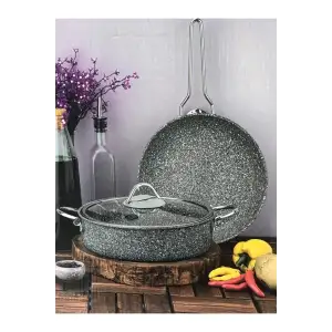 Taç Ultra Classic 3 Parça Granit Tencere & Tava Seti Gri