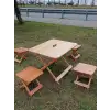 Ahşap Katlanabilir Tabure ve Masa Bahçe Kamp Piknik