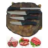 Handmade Sürmene Kasap Kurban Serisi Bıçak Seti Et Sebze Yüzme Sıyırma 3lü + Solingen 8 Bileyici