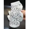 Kadın 12li Pamuklu Leopar Desenli Patik Çorap Bej