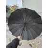 Siyah Fiber Baston Rüzgarda Kırılmayan Şemsiye 16 Telli Çap 130cm