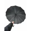 Siyah Fiber Baston Rüzgarda Kırılmayan Şemsiye 16 Telli Çap 130cm