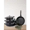 Carabella Döküm Cam Kapaklı 7 Parça Tencere Seti Siyah - Tac-3817