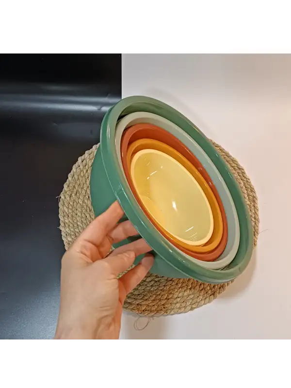 5li Set Yuvarlak Hazırlık Kase Seti - Çok Amaçlı Çırpma Kabı - Badya Seti Saklama Kabı