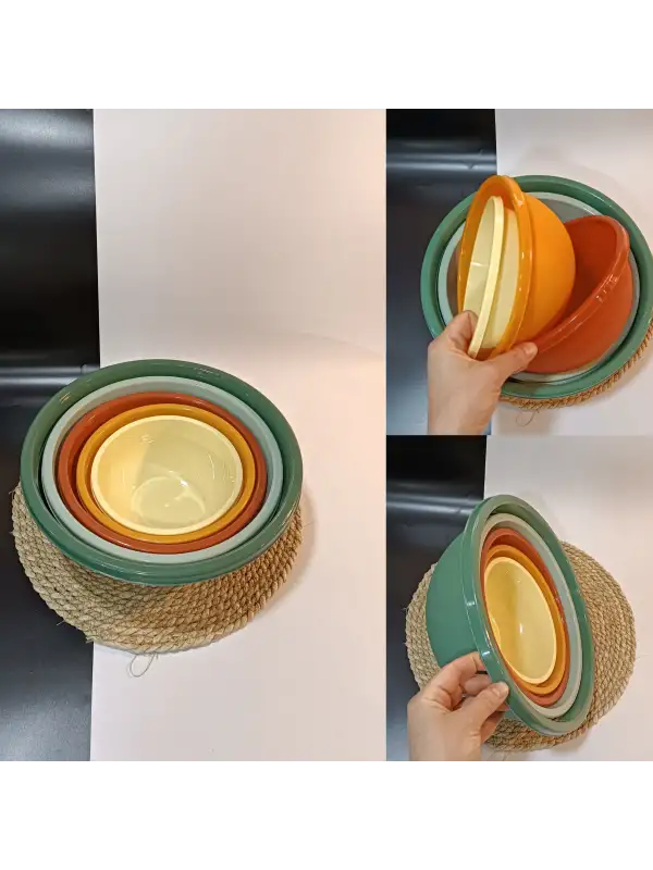 5li Set Yuvarlak Hazırlık Kase Seti - Çok Amaçlı Çırpma Kabı - Badya Seti Saklama Kabı