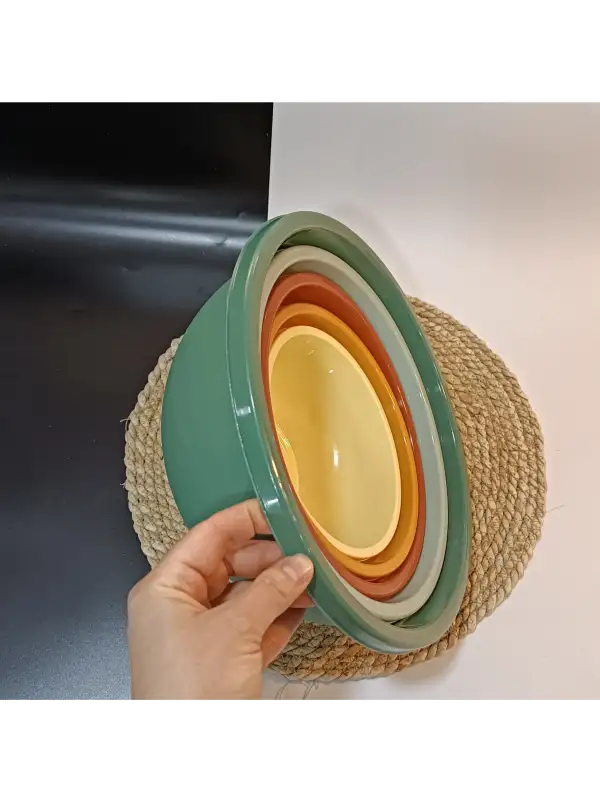 5li Set Yuvarlak Hazırlık Kase Seti - Çok Amaçlı Çırpma Kabı - Badya Seti Saklama Kabı