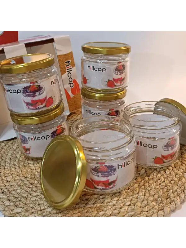 300 Cc Cam Magnolia Kavanozu Kapaklı 6 Adet