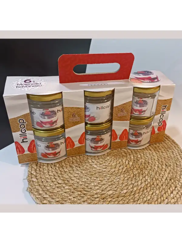 300 Cc Cam Magnolia Kavanozu Kapaklı 6 Adet