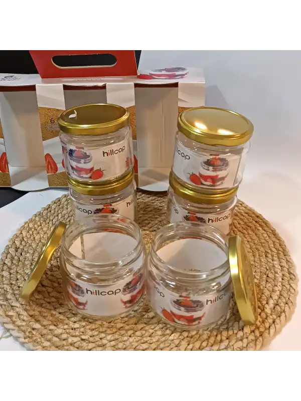 300 Cc Cam Magnolia Kavanozu Kapaklı 6 Adet