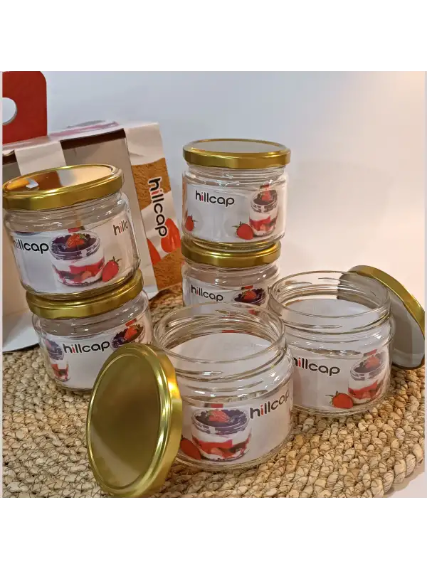 300 Cc Cam Magnolia Kavanozu Kapaklı 6 Adet