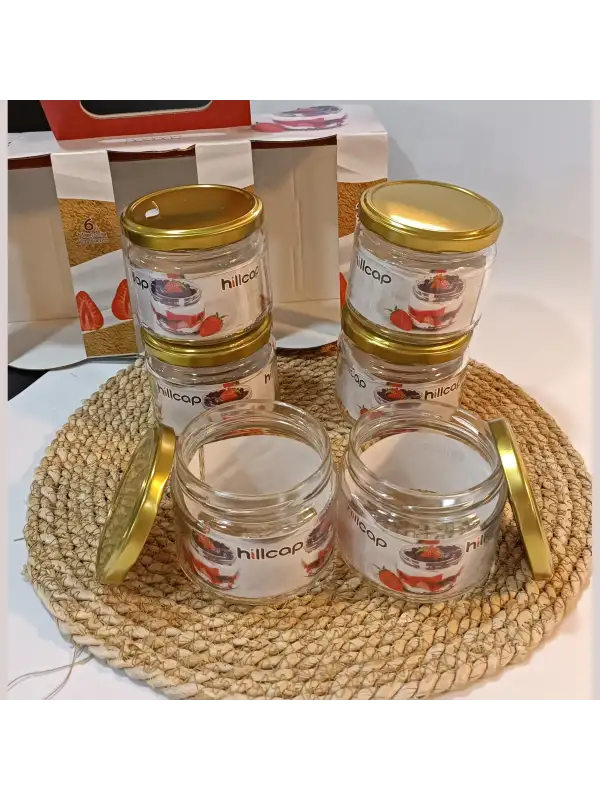 300 Cc Cam Magnolia Kavanozu Kapaklı 6 Adet