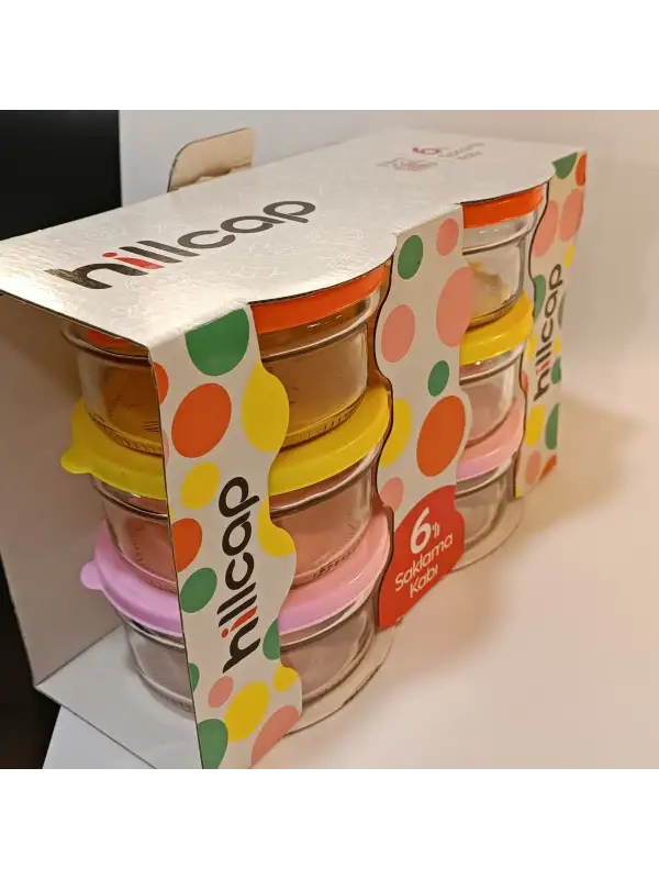 Kahvaltılık Reçellik Çerezlik Renkli Kapaklı Kalın Cam Kase Saklama Kabı 24lü