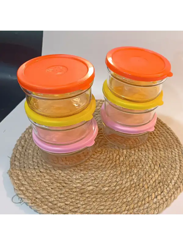 Kahvaltılık Reçellik Çerezlik Renkli Kapaklı Kalın Cam Kase Saklama Kabı 24lü