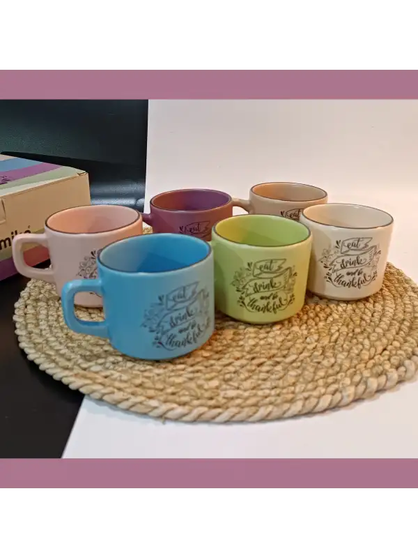 Keramika 6 Kişilik Seramik Çay Seti | Pastel Model