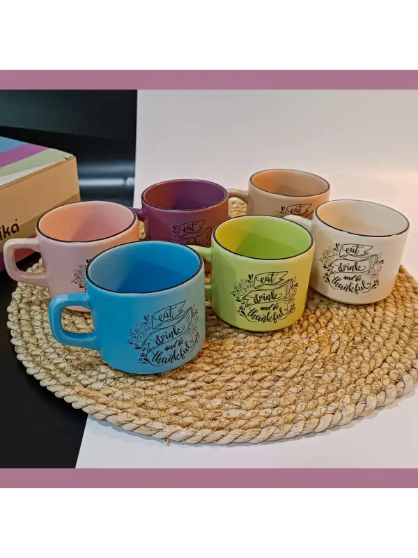 Keramika 6 Kişilik Seramik Çay Seti | Pastel Model