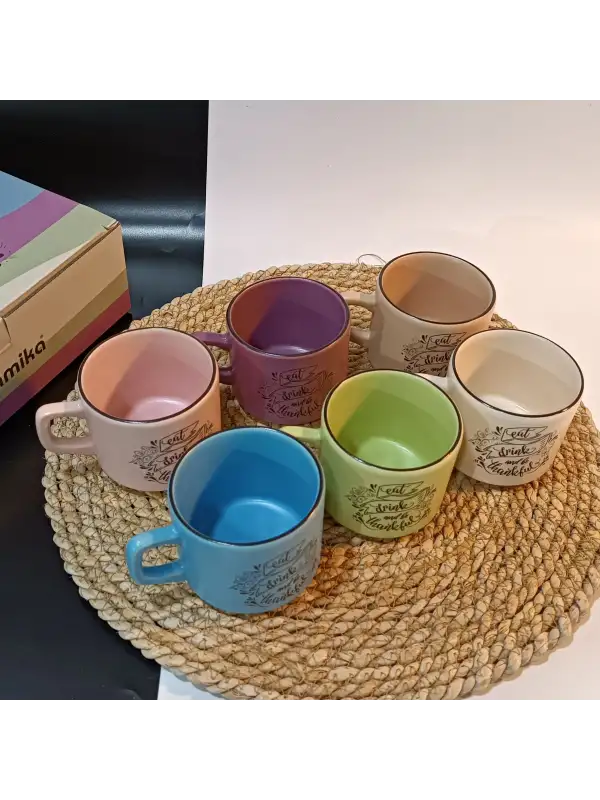 Keramika 6 Kişilik Seramik Çay Seti | Pastel Model
