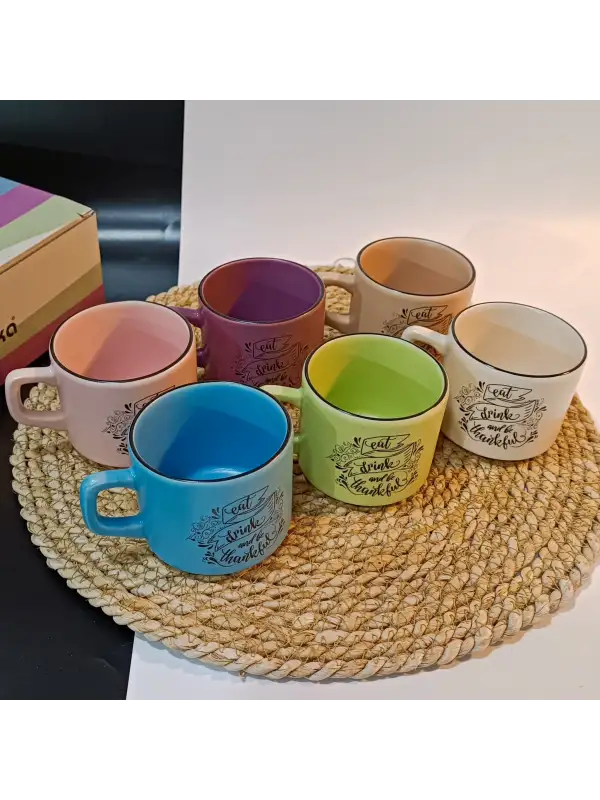 Keramika 6 Kişilik Seramik Çay Seti | Pastel Model