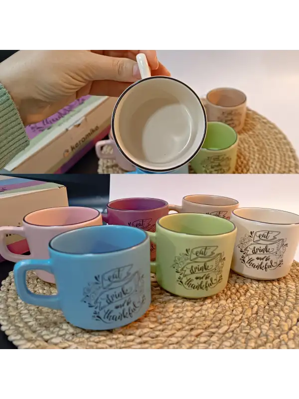 Keramika 6 Kişilik Seramik Çay Seti | Pastel Model