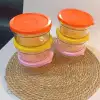 Kahvaltılık Reçellik Çerezlik Renkli Kapaklı Kalın Cam Kase Saklama Kabı 12li