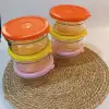 Kahvaltılık Reçellik Çerezlik Renkli Kapaklı Kalın Cam Kase Saklama Kabı 6lı