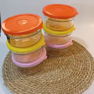 Kahvaltılık Reçellik Çerezlik Renkli Kapaklı Kalın Cam Kase Saklama Kabı 6lı