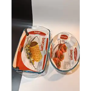 Borcam Orta Boy Orta Boy Fırın Kalıbı 2 li Set Fırın Tepsisi ( 59084+59006)