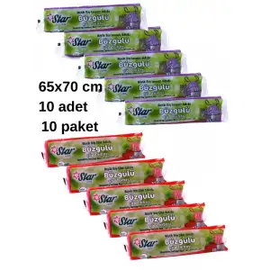 Büzgülü Büyük Boy Çöp Torbası 10 Paket 5 Çilek 5 Lavanta Kokulu 65x70 Cm