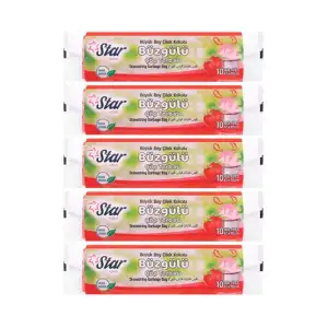 Büzgülü Büyük Boy Çöp Torbası 5 Paket Çilek Kokulu 65x70 Cm