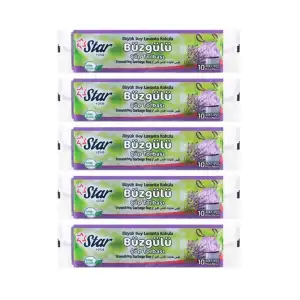 Büzgülü Büyük Boy Çöp Torbası 5 Paket Lavanta Kokulu 65x70 cm
