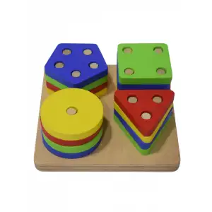 Eğitici Ahşap Kare Geometrik Zeka Oyunu 17 Parça Kokusuz, Sağlıklı, Boyası Çıkmaz